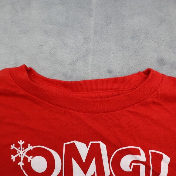 Elf Shirt Boys S Red Short Sleeve Crew Neck Graphic Print Cotton Casual Tee - Picture 6 of 14